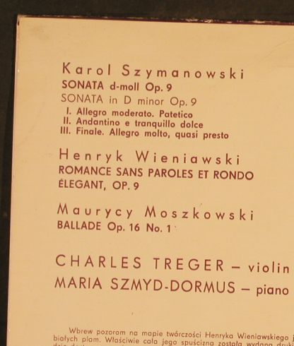 Szymanowski,Karol/Wieniawski/Mozkow: Sonate d-moll op.9/op.16/op.16, Muza(SXL 0908), PL, m-/vg+,  - LP - L4365 - 7,50 Euro