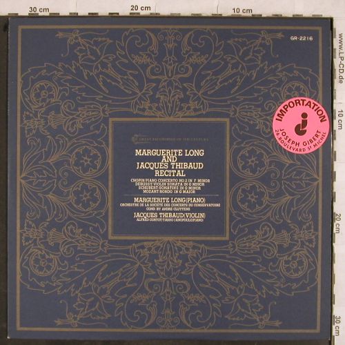 Long,Marguerite & Jacques Thibaud: Recital -Chopin, Debussy, Schubert, EMI Angel(GR-2216), J, stoc,  - LP - L4385 - 17,50 Euro