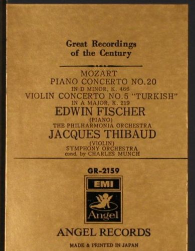 Fischer,Edwin & Jacques Thibaud: Mozart, Piano C. No.20,Nr.5 Turkish, EMI Angel (GR-2159), J Typ: LP Best.-Nr.: L4386 Preis: 17,50 Euro