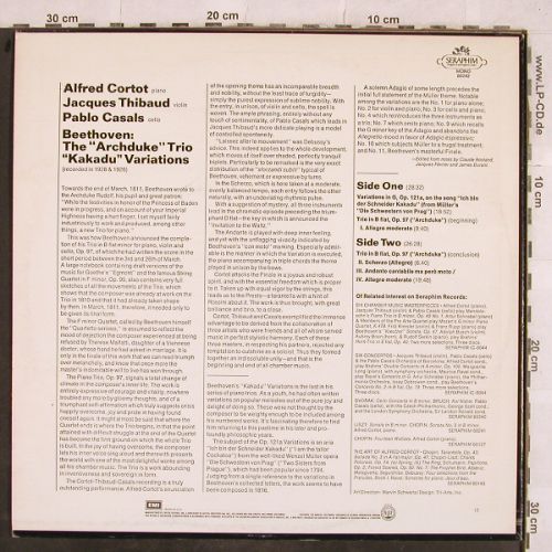 Cortot,Alfred / Thibaud / Casals: Beethoven,Archduke Trio,KakaduVari, Seraphim (60242), US, m /vg+ Typ: LP Best.-Nr.: L4408 Preis: 9,00 Euro