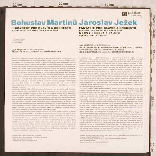 Martinu,Bohuslav / Jaroslav Jezek: II.Koncert pro Klavier/Fantasie..., Panton(11 0336), CZ, 1973 - LP - L4419 - 9,00 Euro