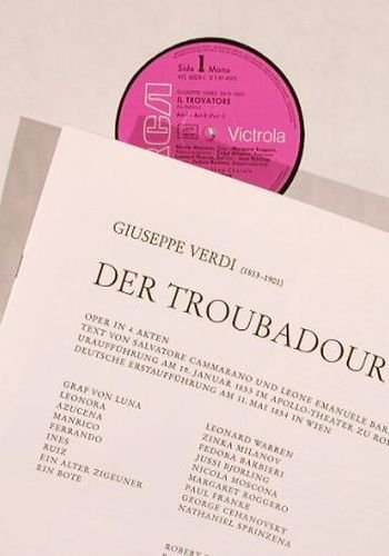 Verdi,Giuseppe: Il Trovatore,Box, RCA Victrola (VIC-6008/1-2), D, Ri, 1952 Typ: 2LP Best.-Nr.: L4431 Preis: 14,00 Euro