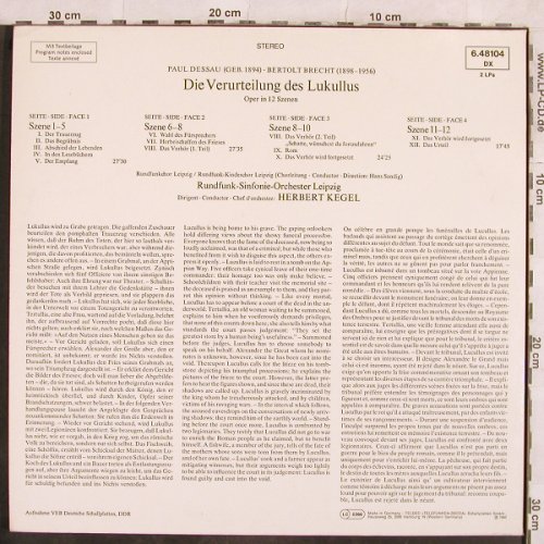 Dessau,Paul & Bertolt Brecht: Die Verurteilung des Lukullus,Foc, Telefunken (6.48104 DX), D, Ri, 1966 Typ: 2LP Best.-Nr.: L4447 Preis: 9,00 Euro