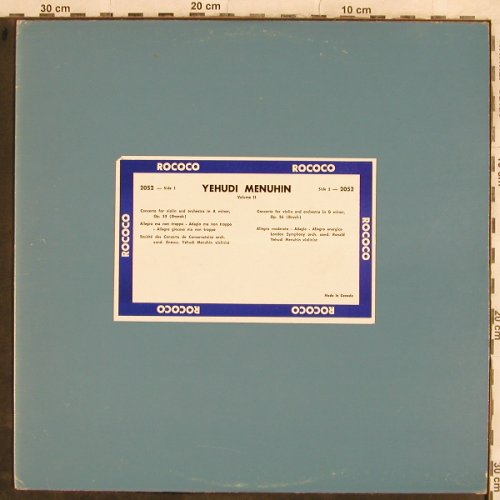 Menuhin,Yehudi: Same, Volume 2, Rococo Records(2052), CDN,  - LP - L4454 - 9,00 Euro