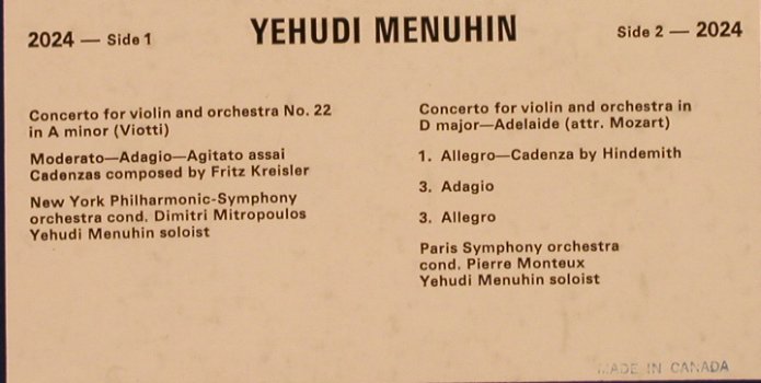 Menuhin,Yehudi: Same, Volume 1, m-/vg+, Rococo Records(2024), CDN,  - LP - L4456 - 7,50 Euro