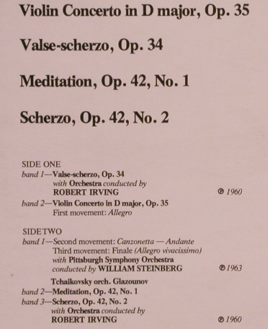 Milstein,Nathan: plays Tschaikowsky,Valse,Scherzo..., EMI(SXLP 30225), UK, Ri, 1976 - LP - L4461 - 7,50 Euro