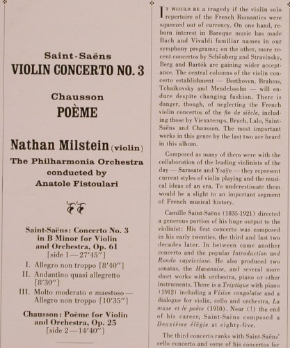 Saint-Saens,Camille / Chausson: Concerto No.3 b-minor / Poeme, Angel(S 36005), US,vg+/m-,  - LP - L4465 - 5,00 Euro