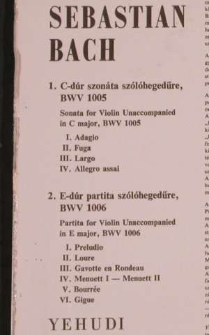 Bach,Johann Sebastian: Sonatas f.Violin Unaccomp.1005/1006, Hungaroton(SHLX 90045), H, m-/vg+,  - LP - L4469 - 7,50 Euro