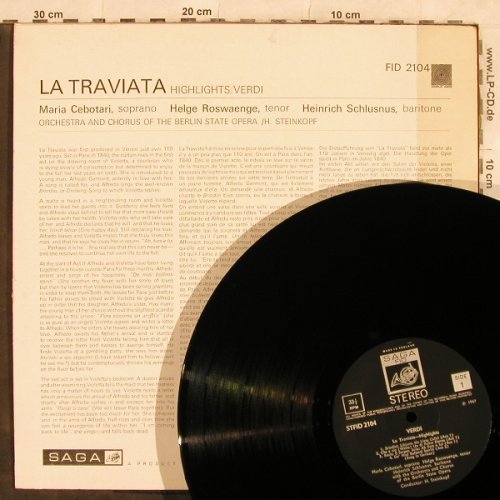 Verdi,Giuseppe: La Traviata-Highlights, SAGA, spielt gut(FID 2104), UK, vg+/m-, 1967 - LP - L4485 - 5,00 Euro