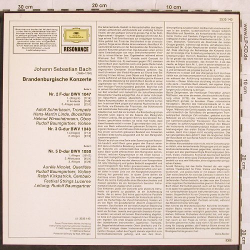 Bach,Johann Sebastian: Brandenburgische Konzerte 2,3,5, D.Gr. Resonance(2535 143), D, 1987 - LP - L4525 - 6,00 Euro