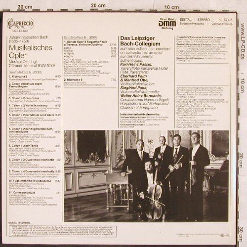 Bach,Johann Sebastian: Musikalisches Opfer, BWV 1079, Capriccio(41 574 5), D, 1984 - LP - L4526 - 5,00 Euro