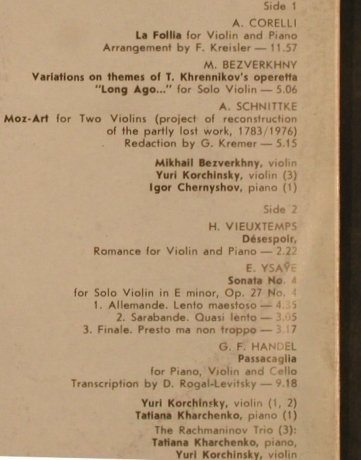 V.A.Musical Fournament: Corelli,Bezverkhny...Handel, Melodia(C90 29537 002), UDSSR, 1990 - LP - L4585 - 9,00 Euro