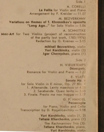 V.A.Musical Fournament: Corelli,Bezverkhny...Handel, Melodia(C90 29537 002), UDSSR, 1990 - LP - L4585 - 9,00 Euro