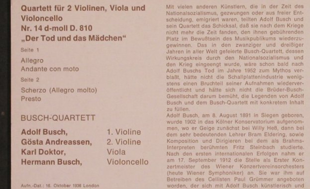 Schubert,Franz: Streichquartett Nr.14 D-Moll D.810, Dacapo (C 047-01 374 M), D Typ: LP Best.-Nr.: L4621 Preis: 14,00 Euro