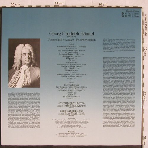Händel,Georg Friedrich: Wassermusik-Suite/Feuerwerksmusik, Philips(40 750 2), NL, 1986 - LP - L4634 - 4,00 Euro