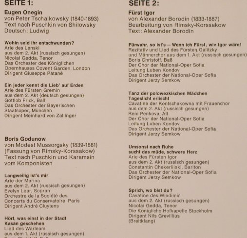 V.A.Weltstars singen Russische Oper: Boris Christoff,Gedda,Chekerliiski., HörZu(SHZE 223), D,  - LP - L4676 - 5,00 Euro