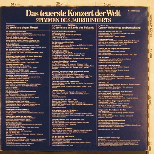V.A.Das Teuerste Konzert der Welt: 20 Weltstars singen Mozart, Foc, EMI Electrola (64 100), D, Club Ed Typ: 3LP Best.-Nr.: L4690 Preis: 12,50 Euro