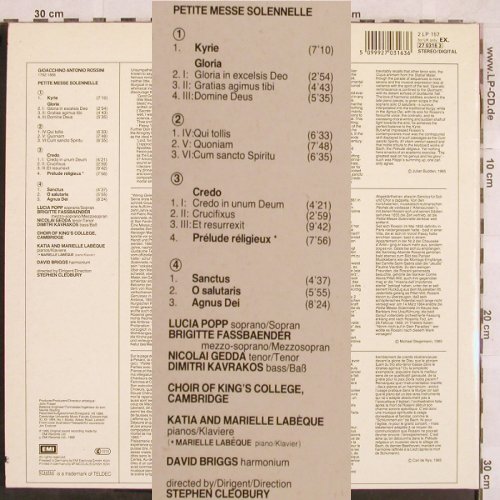 Rossini,Gioacchino: Petite Messe Solenelle,Foc, EMI (27 0316 3), D, co, 1985 Typ: 2LP Best.-Nr.: L4691 Preis: 7,50 Euro