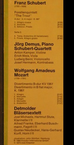 Schubert,Franz / Mozart: Forellen-Quintett/Divertiment KV196, Heliodor (2548 122), D,Ri, 1974 Typ: LP Best.-Nr.: L4693 Preis: 5,00 Euro