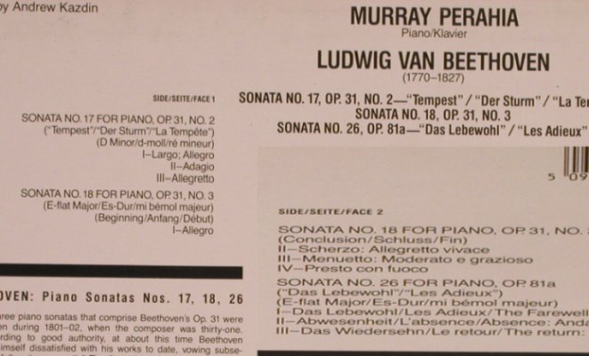 Beethoven,Ludwig van: Sonata N.17, op.31, No.2 Tempest, CBS(M 42319), NL, 1987 - LP - L4704 - 6,00 Euro