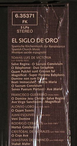 V.A.El Siglo De Oro: Spanische Kirchenmusik der Renaiss, Telefunken,Box (6.35371 FK), D, FS-New, 1977 Typ: 3LP Best.-Nr.: L4720 Preis: 45,00 Euro