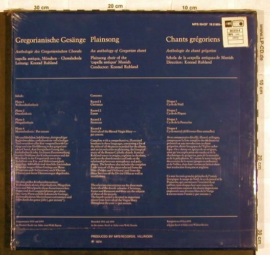 Gregorianische Gesänge: Weihnachtsfestkreis, Ostern..,Box, MPS (78 21985-2), D, FS-New, 1974 Typ: 4LP Best.-Nr.: L4721 Preis: 17,50 Euro