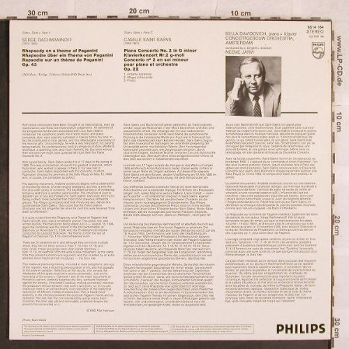 Saint-Saens,Camille / Rachmaninoff: Piano Concerto No.2/Rapsod.Paganini, Philips (6514 164), NL, stoc, 1982 Typ: LP Best.-Nr.: L4740 Preis: 7,50 Euro