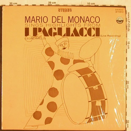 Monaco,Mario del: Highlights from I Pagliacci, Live, Everest(3190), US,  - LP - L4756 - 5,00 Euro