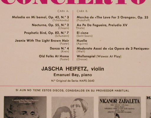 Heifetz,Jascha: Concierto-Tchaikovsky,Chopin.., MCA (M-14.131), E, 1973 Typ: LP Best.-Nr.: L4770 Preis: 9,00 Euro