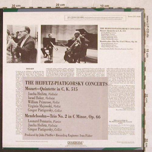 Heifetz,Jascha: The Heifetz-Piatigorsky Concerts, RCA Red Seal (LSC-3048), US Typ: LP Best.-Nr.: L4773 Preis: 14,00 Euro