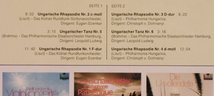 Liszt,Franz / Brahms: Ungarische Rhapsodi/Ungarische Tänz, Maritim(47 268 NK), D,  - LP - L4833 - 4,00 Euro