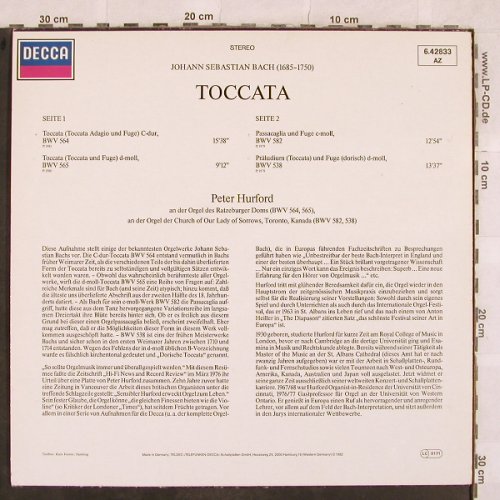 Bach,Johann Sebastian: Toccatas BWV 564,565,582,538, Decca(6.42833 AZ), D, 1982 - LP - L4842 - 5,00 Euro