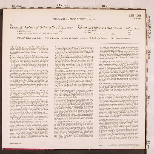Mozart,Wolfgang Amadeus: Violin Concertos Nos.4 & 5, RCA Red Seal (LSB 4063), D, 1972 Typ: LP Best.-Nr.: L4861 Preis: 9,00 Euro
