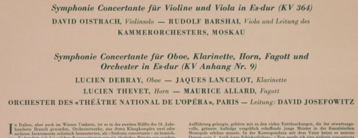 Mozart,Wolfgang Amadeus: Sinfonia Concertante KV 364, MMS(M-2272), D,  - LP - L4871 - 7,50 Euro