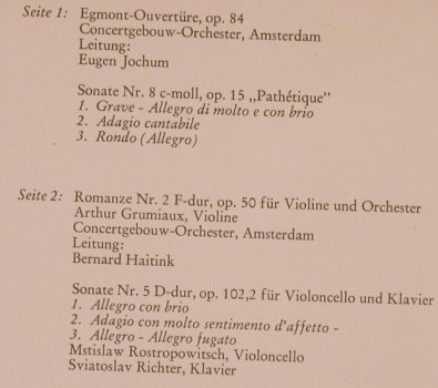 Beethoven,Ludwig van: und seine Welt,V.A. 24SeitenChronik, Philips(D 88 299 Y), D, 1969 - LP - L4880 - 12,50 Euro