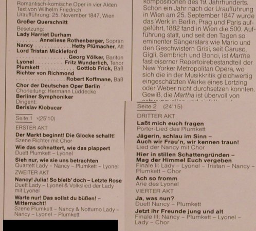 Flotow,Friedrich von: Martha - Großer Querschnitt, EMI (29 1143 1), D, Ri, 1960 Typ: LP Best.-Nr.: L4898 Preis: 5,00 Euro