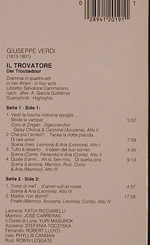 Verdi,Giuseppe: Il Trovatore-Gr.Querschnitt, Philips(412 019-1), NL, Ri, 1984 - LP - L4906 - 5,00 Euro