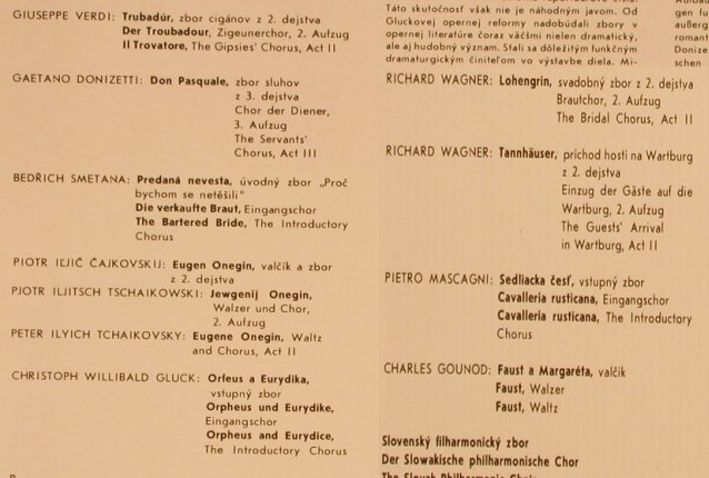 V.A.Famous Opera Choruses: Verdi, Donizetti, Smetana...11 Tr., Opus (9116 1393), CSSR, 1983 Typ: LP Best.-Nr.: L4925 Preis: 5,00 Euro