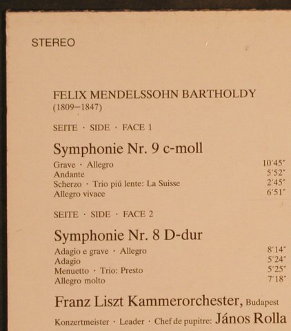 Mendelssohn-Bartholdy,Felix: Streichersymphonien Nr.8 & 9, Telefunken(6.42854), D, 1983 - LP - L4932 - 6,00 Euro