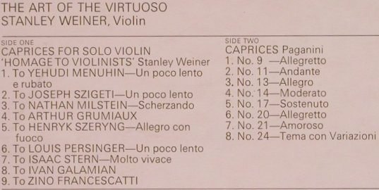 Weiner,Stanley: The Art of the virtuoso, m-/vg+, Ace of Diamonds(SDD 253), UK,  - LP - L4957 - 6,00 Euro