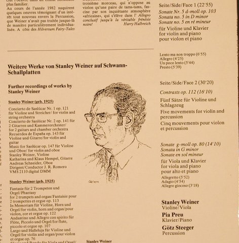 Weiner,Stanley: Sonate Nr.5 d-moll, op.103, op.112, Schwann(VMS 1055/DMM), D, 1987 - LP - L4960 - 7,50 Euro