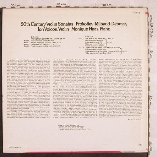 Prokofieff,Serge / Milhaud /Debussy: 20 th Century Violin Sonatas, London ffrr(STS 15175), UK, 1968 - LP - L4976 - 22,50 Euro