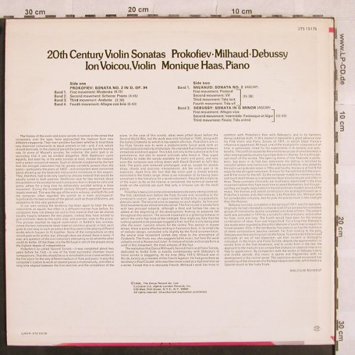 Prokofieff,Serge / Milhaud /Debussy: 20 th Century Violin Sonatas, London ffrr (STS 15175), UK, 1968 Typ: LP Best.-Nr.: L4976 Preis: 22,50 Euro