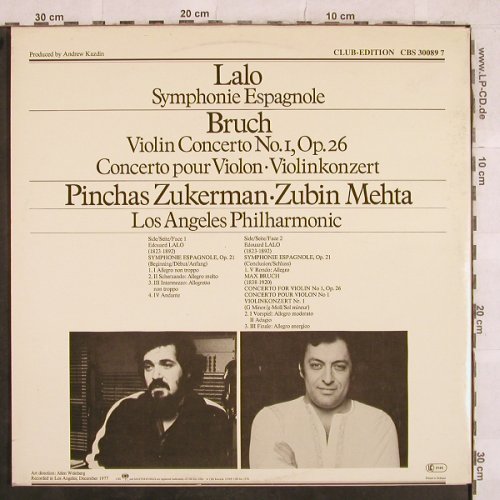 Bruch,Max / Lalo: Violinkonzert Nr1/Symphonie Espagno, CBS(CBS 30089 7), NL,Club Ed,  - LP - L4983 - 6,00 Euro