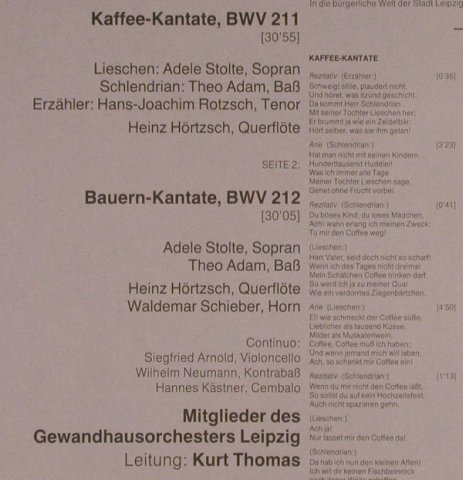Bach,Johann Sebastian: Bauern-Kantate/Kaffee-Kantate, Archiv Produktion (2547 040), D, Ri, 1960 Typ: LP Best.-Nr.: L4990 Preis: 6,00 Euro