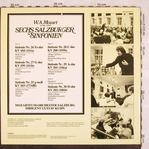 Mozart,Wolfgang Amadeus: Sechs Salzburger Sinfonien,Foc, Orbis (34 633 8), D Typ: 2LP Best.-Nr.: L4993 Preis: 7,50 Euro