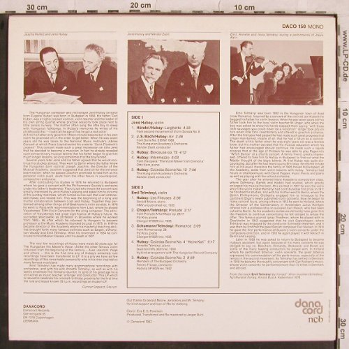 Hubay,Jenö: and his pupil Emil Telmanyi, Dana Cord (DACO 150), DK, m /vg+, 1982 Typ: LP Best.-Nr.: L4999 Preis: 7,50 Euro