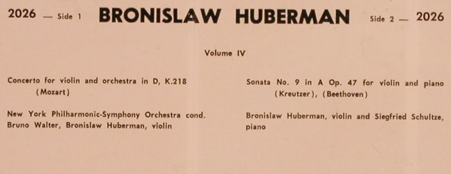 Huberman,Bronislaw: Volume 4 - Mozart, K.218, Rococo Records (2026), CDN Typ: LP Best.-Nr.: L5002 Preis: 12,50 Euro
