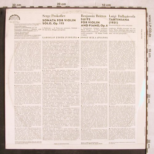 Prokofieff,Serge/Britten/Dallapicco: Sonata for violin solo, op.115, Supraphon (SUA 10701), CZ, Mono, 1965 Typ: LP Best.-Nr.: L5039 Preis: 12,50 Euro