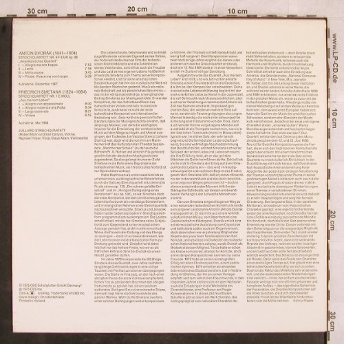 Dvorak,Antonin / Smetana: Streichquartett Nr.6 F-dur op.96, CBS, Ri (CBS 61 615), D, 1975 Typ: LP Best.-Nr.: L5040 Preis: 5,00 Euro